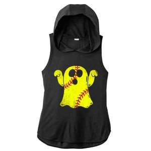 Softball Ghost Softball Lover Halloween Costume Ladies PosiCharge Tri-Blend Wicking Draft Hoodie Tank