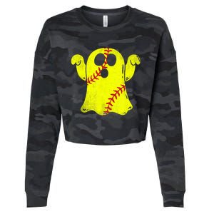 Softball Ghost Softball Lover Halloween Costume Cropped Pullover Crew