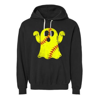 Softball Ghost Softball Lover Halloween Costume Garment-Dyed Fleece Hoodie