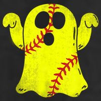 Softball Ghost Softball Lover Halloween Costume 7 Panel Mesh Trucker Snapback Hat