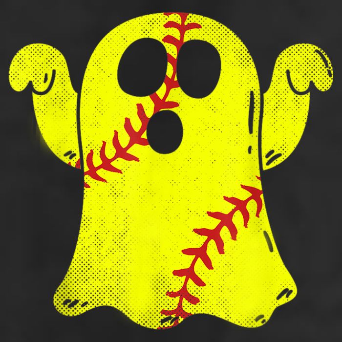 Softball Ghost Softball Lover Halloween Costume 7 Panel Mesh Trucker Snapback Hat