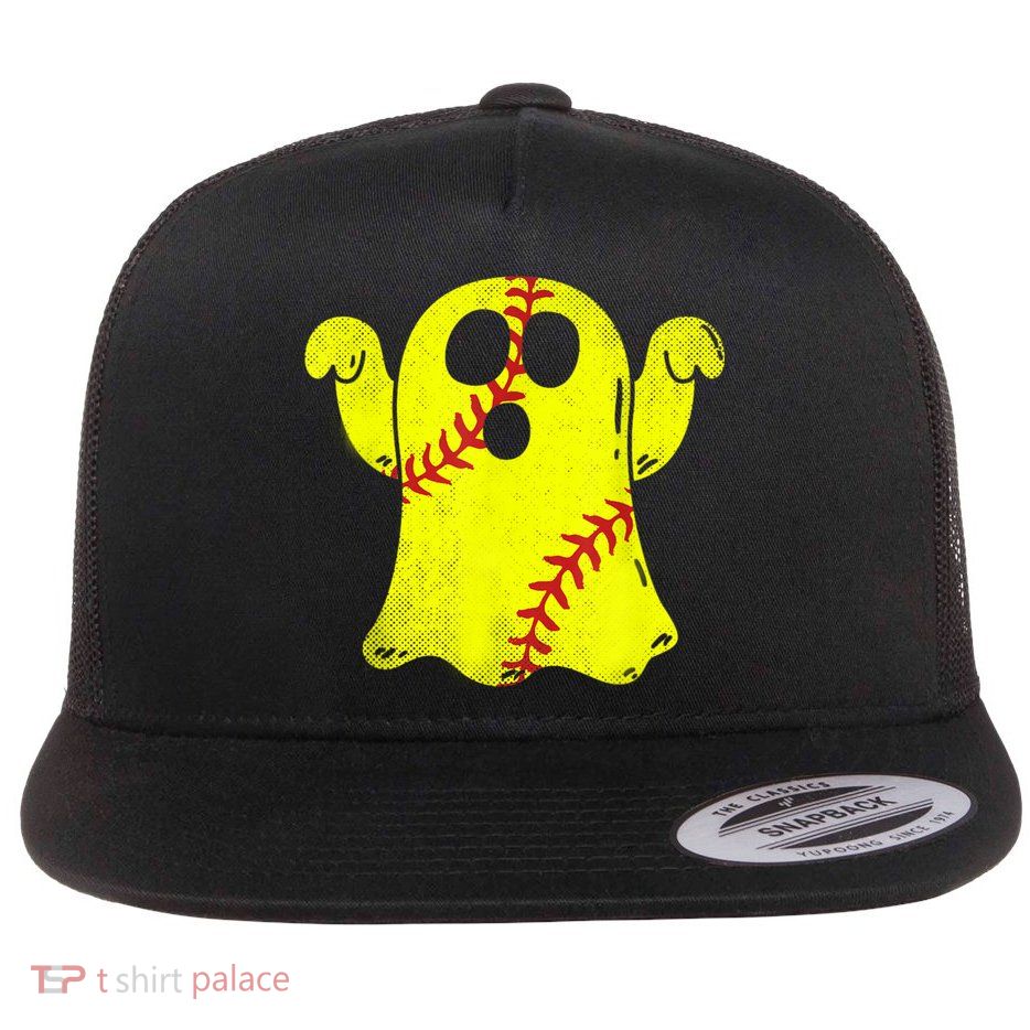 Softball Ghost Softball Lover Halloween Costume Flatbill Hat