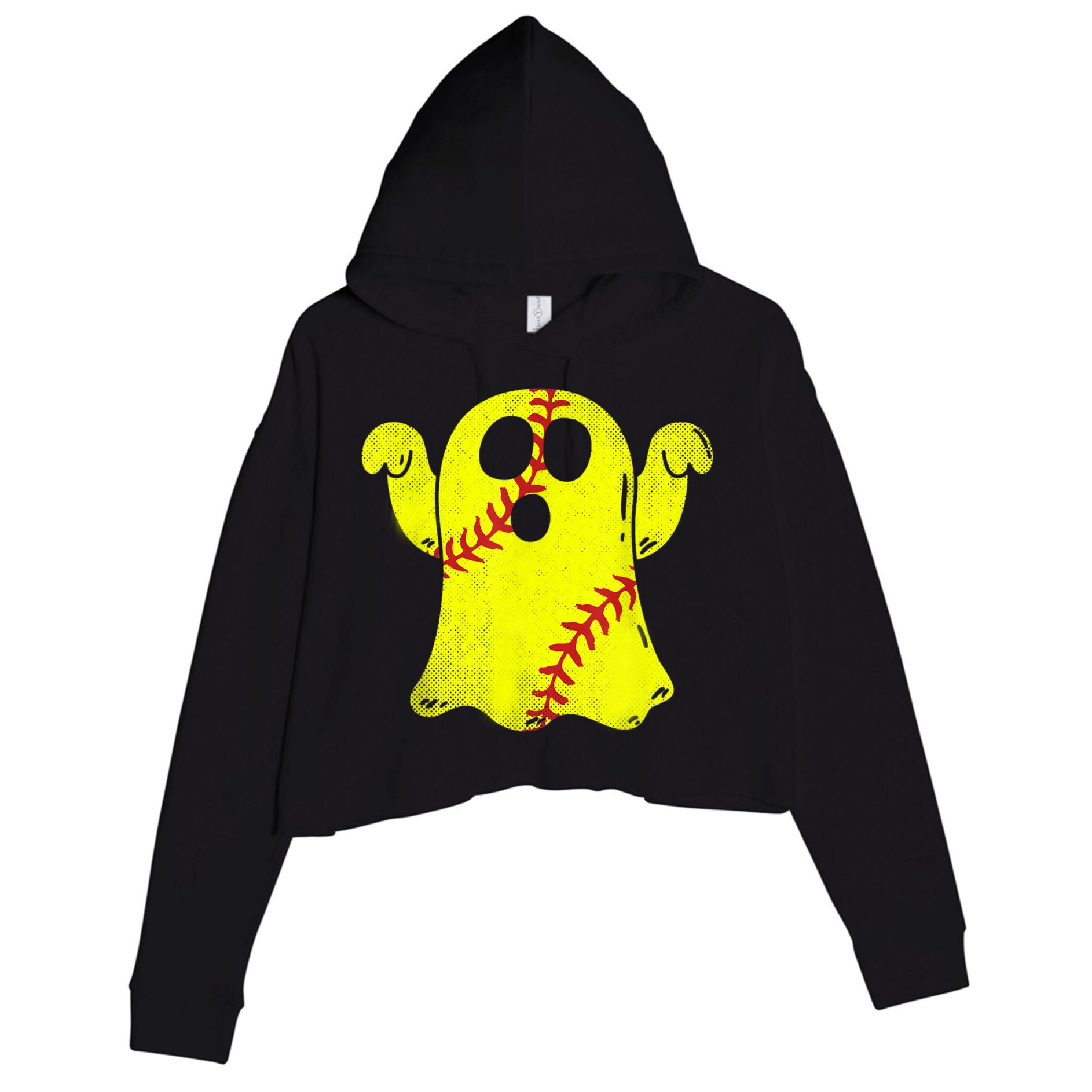 Softball Ghost Softball Lover Halloween Costume Crop Fleece Hoodie