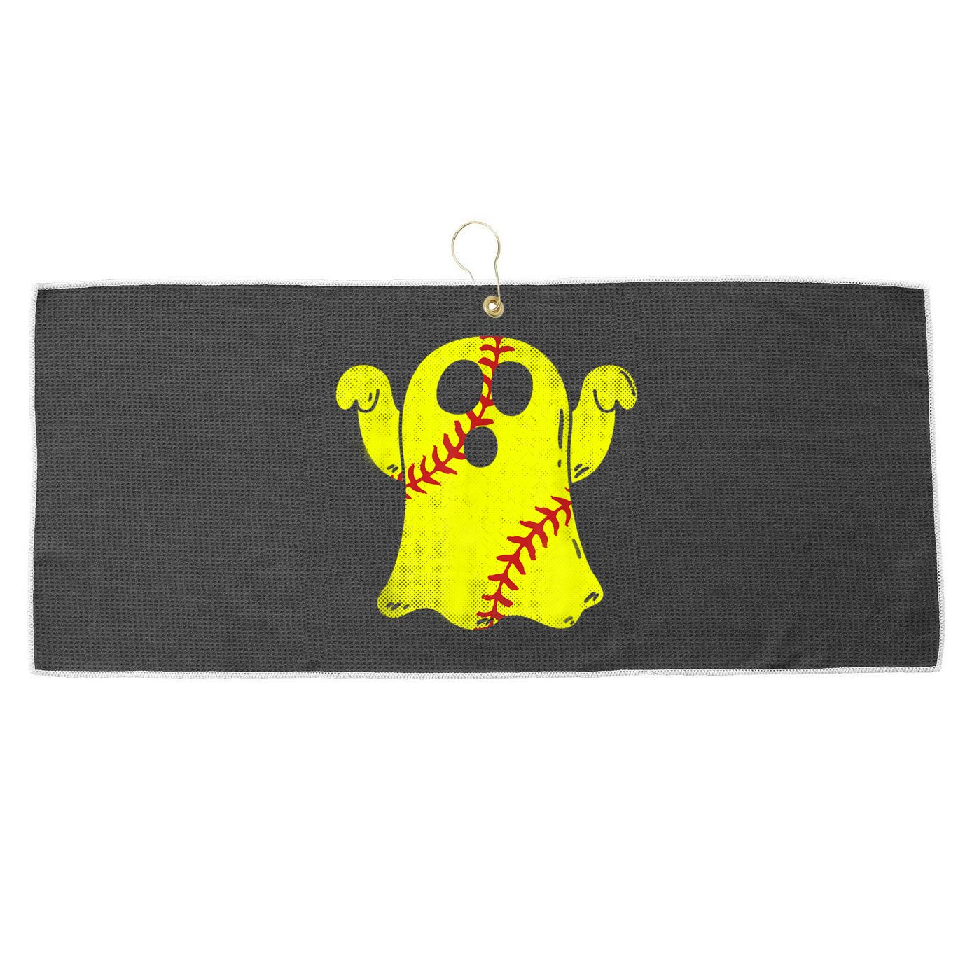 Softball Ghost Softball Lover Halloween Costume Large Microfiber Waffle Golf Towel
