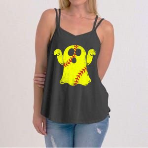 Softball Ghost Softball Lover Halloween Costume Women's Strappy Tank