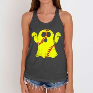 Softball Ghost Softball Lover Halloween Costume Women's Knotted Racerback Tank