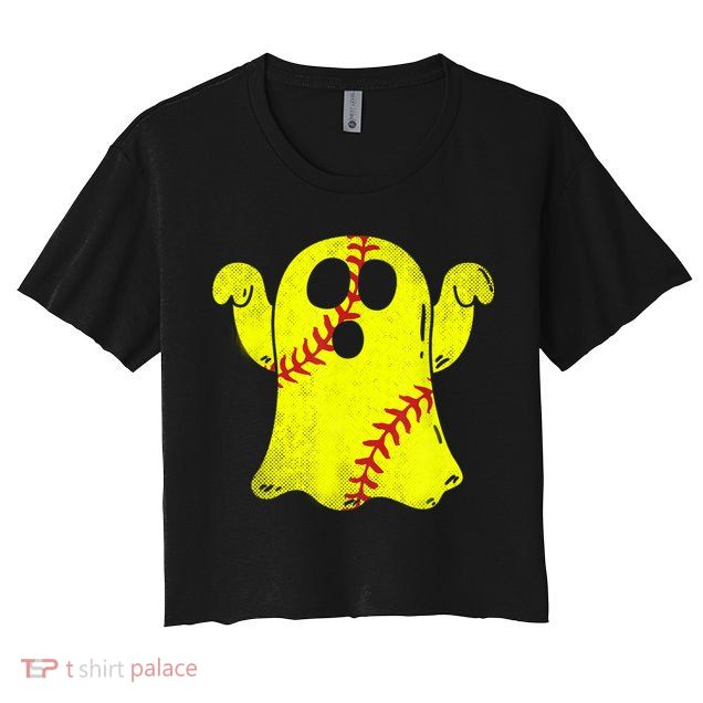 Softball Ghost Softball Lover Halloween Costume Crop Top