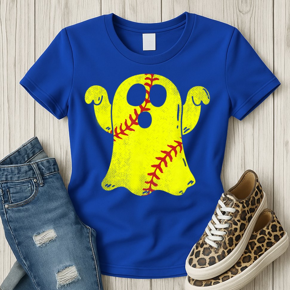 Softball Ghost Softball Lover Halloween Costume Womens T-Shirt