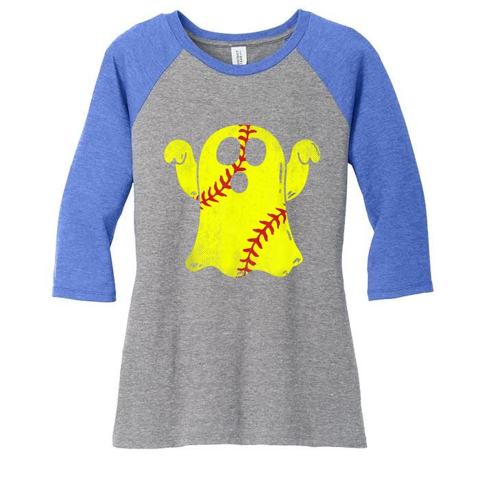 Softball Ghost Softball Lover Halloween Costume Women's Tri-Blend 3/4-Sleeve Raglan Shirt