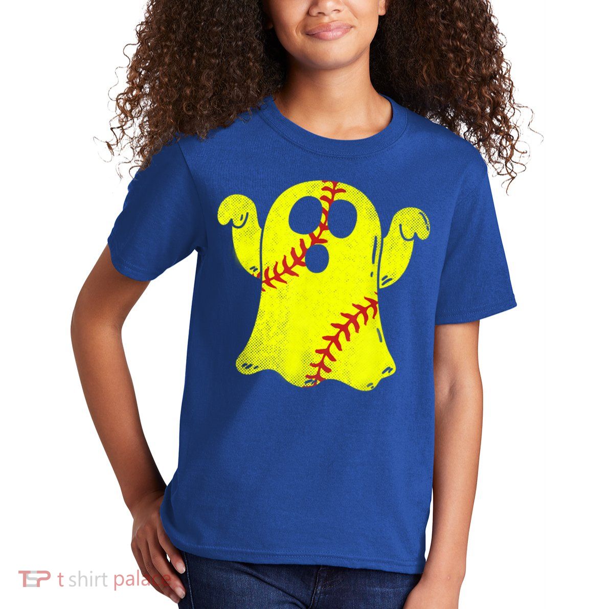 Softball Ghost Softball Lover Halloween Costume Kids T-Shirt