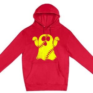 Softball Ghost Softball Lover Halloween Costume Premium Pullover Hoodie