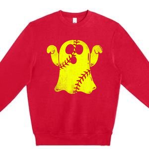 Softball Ghost Softball Lover Halloween Costume Premium Crewneck Sweatshirt