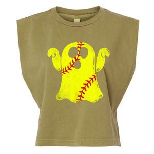 Softball Ghost Softball Lover Halloween Costume Garment-Dyed Women's Muscle Tee