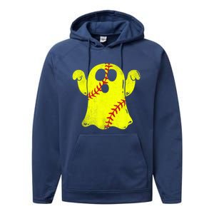 Softball Ghost Softball Lover Halloween Costume Performance Fleece Hoodie