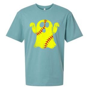 Softball Ghost Softball Lover Halloween Costume Sueded Cloud Jersey T-Shirt