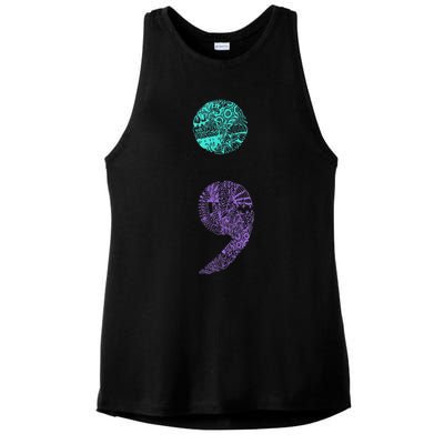 Semicolon Gift Suicide Prevention Awareness Ladies PosiCharge Tri-Blend Wicking Tank