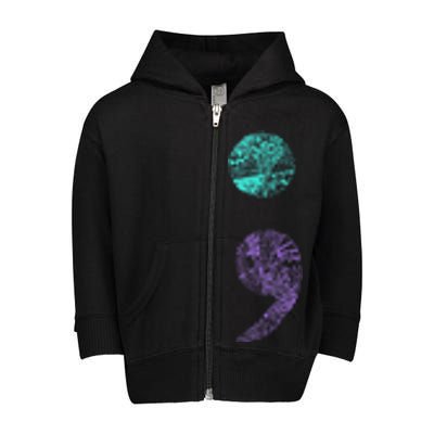 Semicolon Gift Suicide Prevention Awareness Toddler Zip Fleece Hoodie