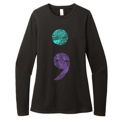 Semicolon Gift Suicide Prevention Awareness Womens CVC Long Sleeve Shirt