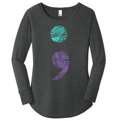 Semicolon Gift Suicide Prevention Awareness Women's Perfect Tri Tunic Long Sleeve Shirt