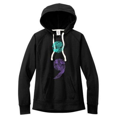 Semicolon Gift Suicide Prevention Awareness Women's Fleece Hoodie