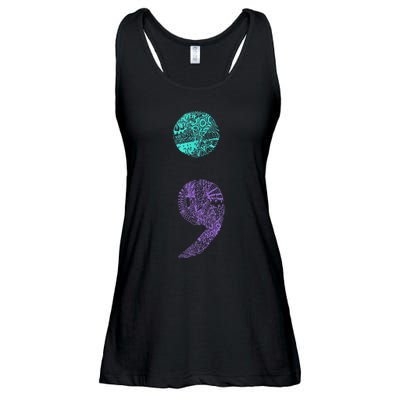 Semicolon Gift Suicide Prevention Awareness Ladies Essential Flowy Tank