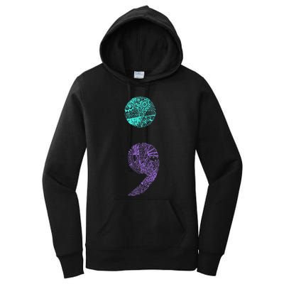 Semicolon Gift Suicide Prevention Awareness Women's Pullover Hoodie