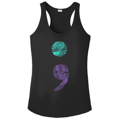 Semicolon Gift Suicide Prevention Awareness Ladies PosiCharge Competitor Racerback Tank