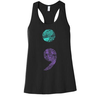 Semicolon Gift Suicide Prevention Awareness Women's Racerback Tank