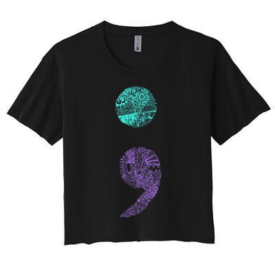 Semicolon Gift Suicide Prevention Awareness Women's Crop Top Tee