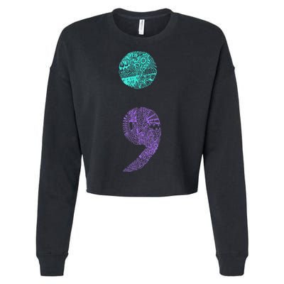 Semicolon Gift Suicide Prevention Awareness Cropped Pullover Crew