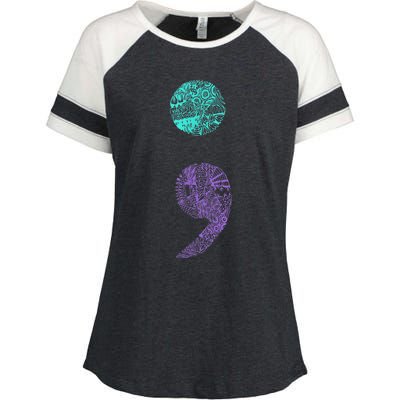 Semicolon Gift Suicide Prevention Awareness Enza Ladies Jersey Colorblock Tee