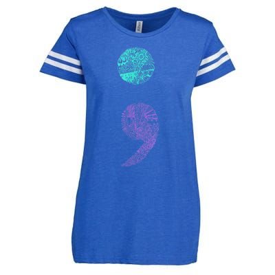 Semicolon Gift Suicide Prevention Awareness Enza Ladies Jersey Football T-Shirt