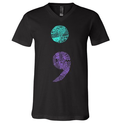 Semicolon Gift Suicide Prevention Awareness V-Neck T-Shirt