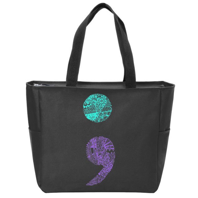 Semicolon Gift Suicide Prevention Awareness Zip Tote Bag
