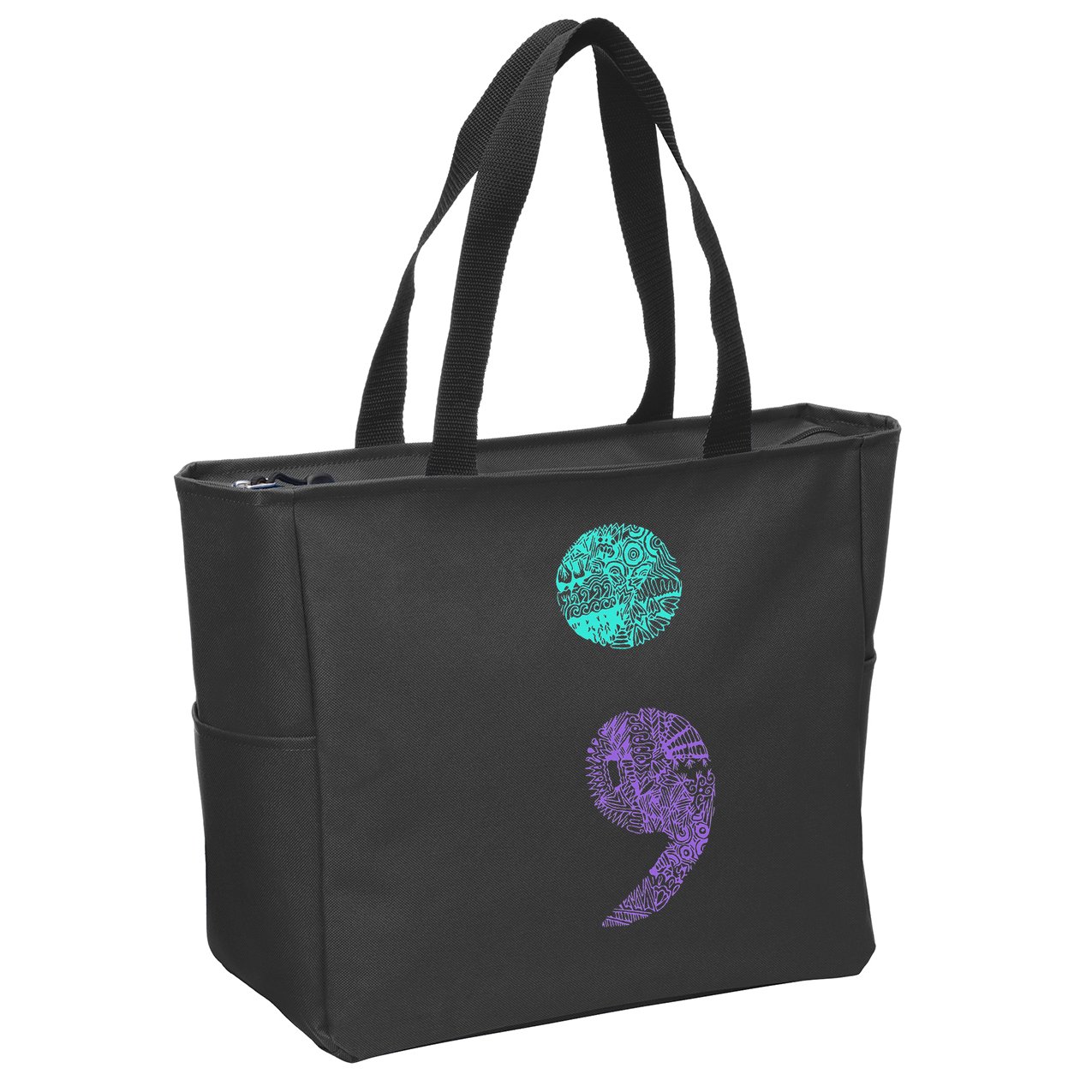 Semicolon Gift Suicide Prevention Awareness Zip Tote Bag