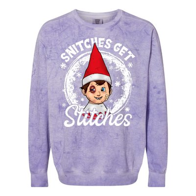 Snitches Get Stitches The Elf Xmas Funny Christmas Colorblast Crewneck Sweatshirt