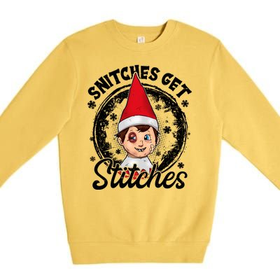 Snitches Get Stitches The Elf Xmas Funny Christmas Premium Crewneck Sweatshirt