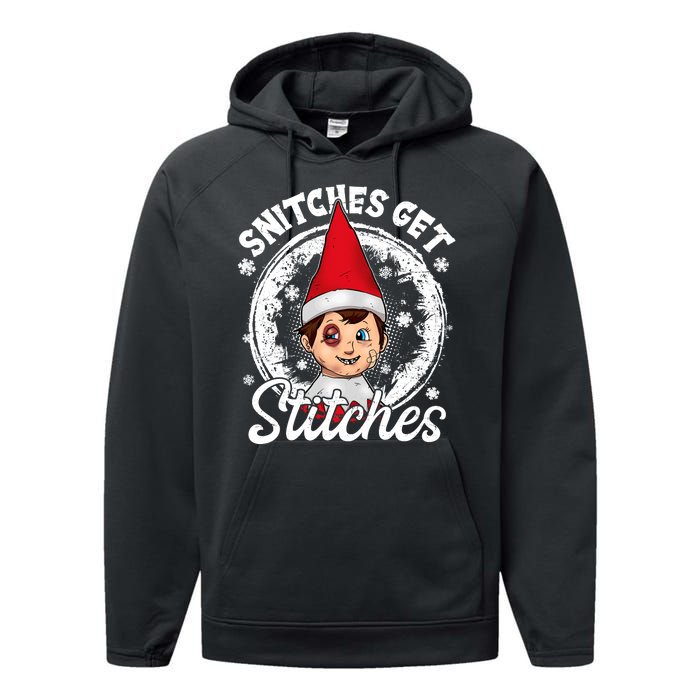 Snitches Get Stitches The Elf Xmas Funny Christmas Performance Fleece Hoodie