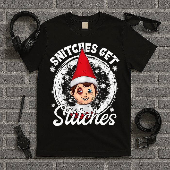 Snitches Get Stitches The Elf Xmas Funny Christmas T-Shirt