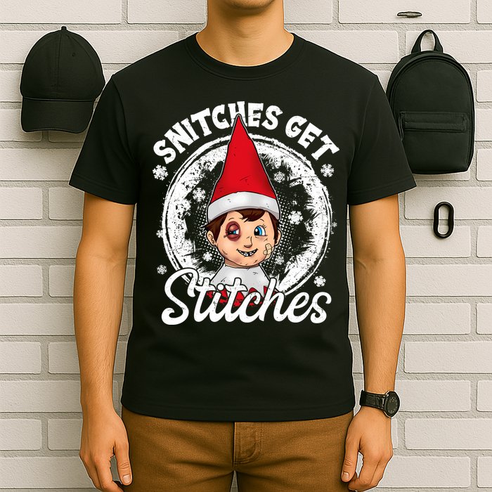 Snitches Get Stitches The Elf Xmas Funny Christmas T-Shirt