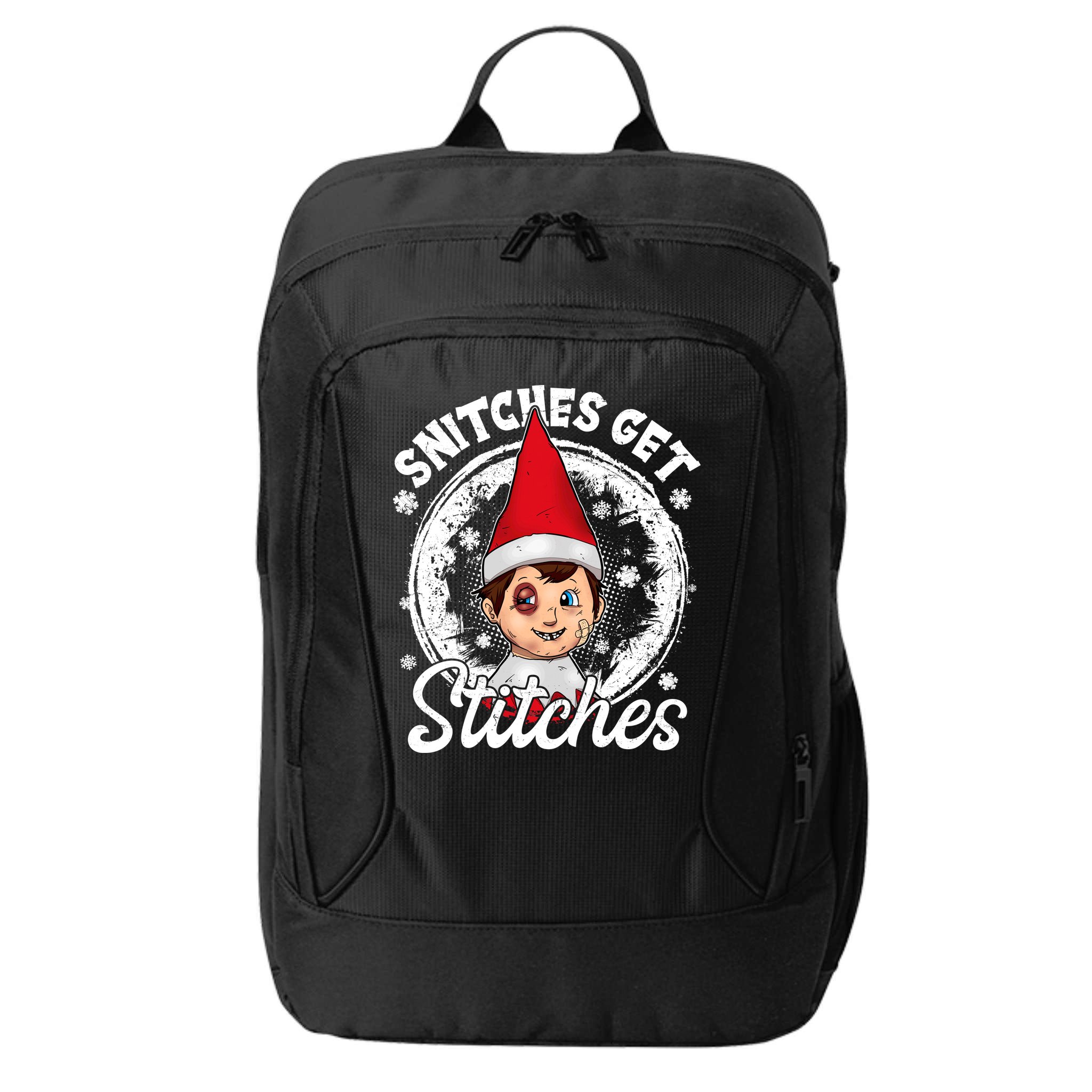Snitches Get Stitches The Elf Xmas Funny Christmas City Backpack