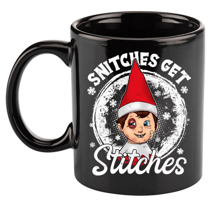Snitches Get Stitches The Elf Xmas Funny Christmas 11oz C Handle Ceramic Mug