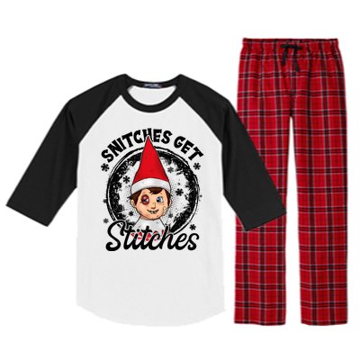 Snitches Get Stitches The Elf Xmas Funny Christmas Raglan Sleeve Pajama Set