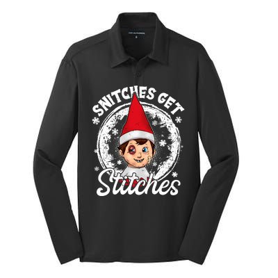 Snitches Get Stitches The Elf Xmas Funny Christmas Silk Touch Performance Long Sleeve Polo