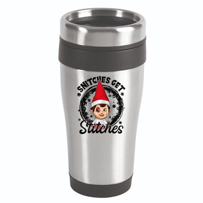 Snitches Get Stitches The Elf Xmas Funny Christmas 16oz Travel Tumbler