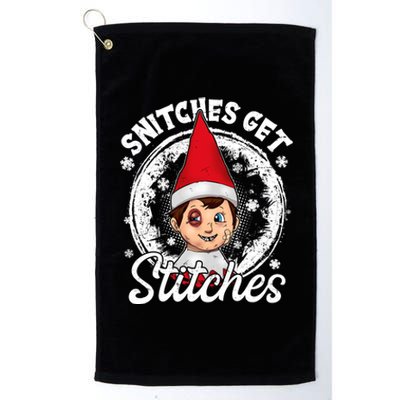 Snitches Get Stitches The Elf Xmas Funny Christmas Platinum Collection Golf Towel