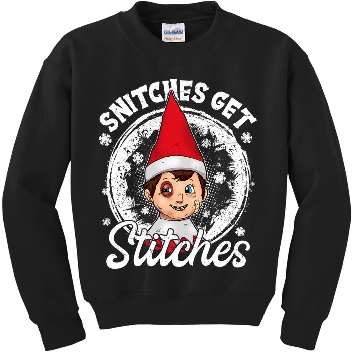 Snitches Get Stitches The Elf Xmas Funny Christmas Kids Sweatshirt