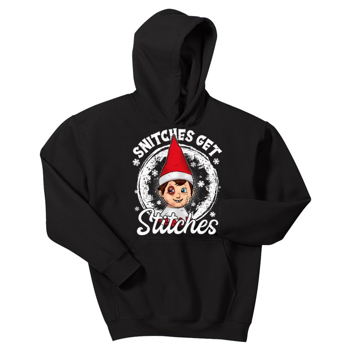 Snitches Get Stitches The Elf Xmas Funny Christmas Kids Hoodie