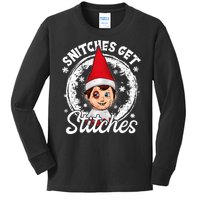 Snitches Get Stitches The Elf Xmas Funny Christmas Kids Long Sleeve Shirt