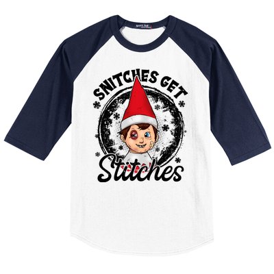 Snitches Get Stitches The Elf Xmas Funny Christmas Baseball Sleeve Shirt